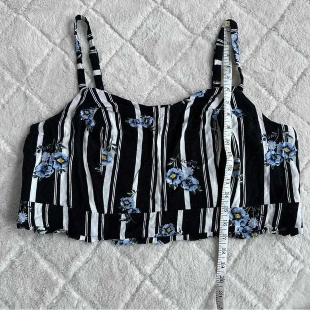 Torrid | Black Floral Stripe Culotte Crop Spaghetti Strap Tank | Size 3X - Picture 10 of 10